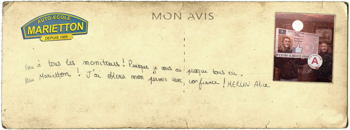 avis manuscrit de Alice