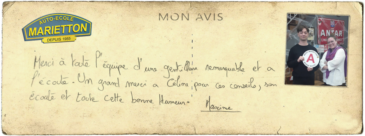 avis manuscrit de Maxime