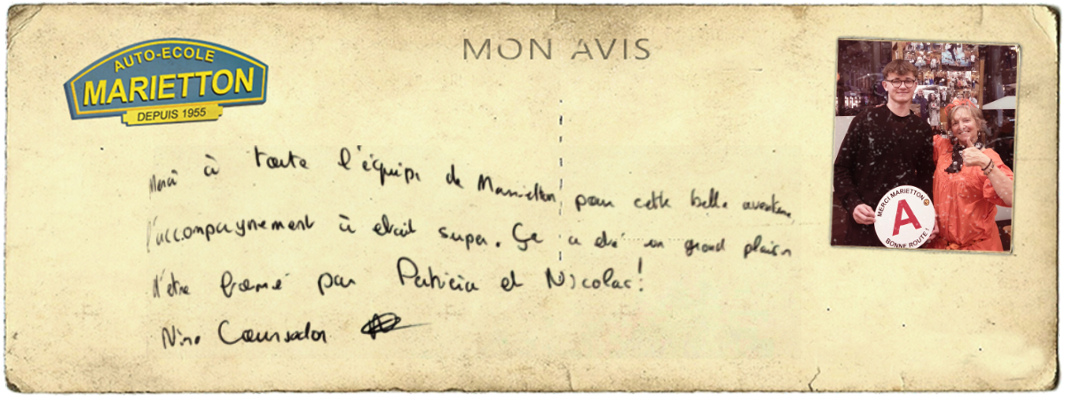 avis manuscrit de Nino