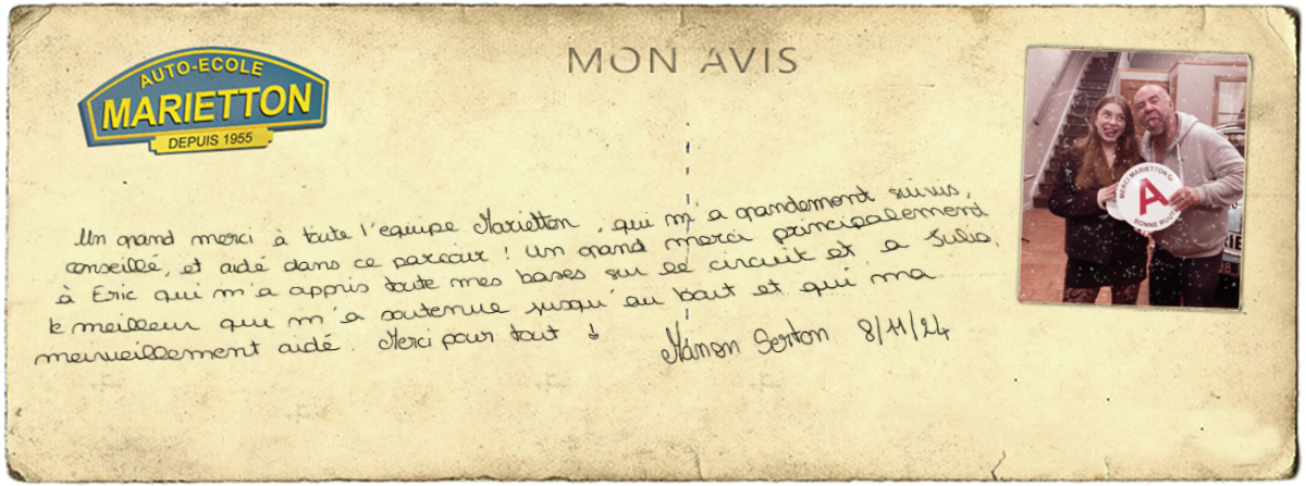 avis manuscrit de Manon