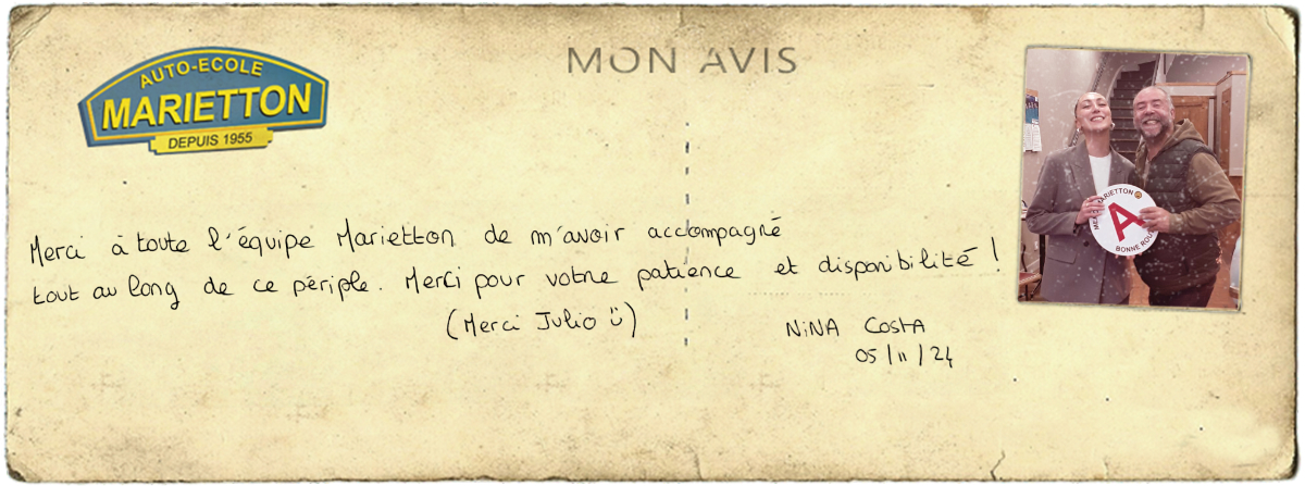 avis manuscrit de Nina